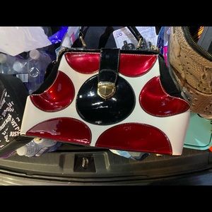 Red and white purse